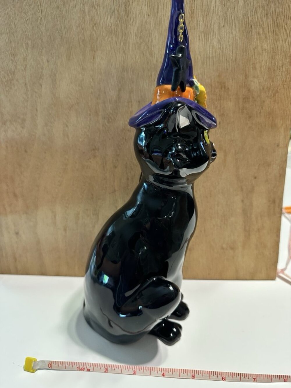 Blue Sky Clayworks Black CAT Kitten Hat Star Dangle Ceramic Halloween Figurine - Picture 8 of 8